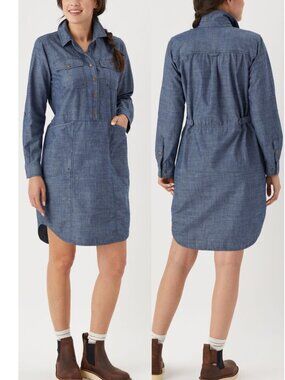DULUTH TRADING CO. Women's Rootstock Chambray Shirt Dress Size M